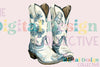 Blue Floral Cowgirl Boot Clipart Bundle