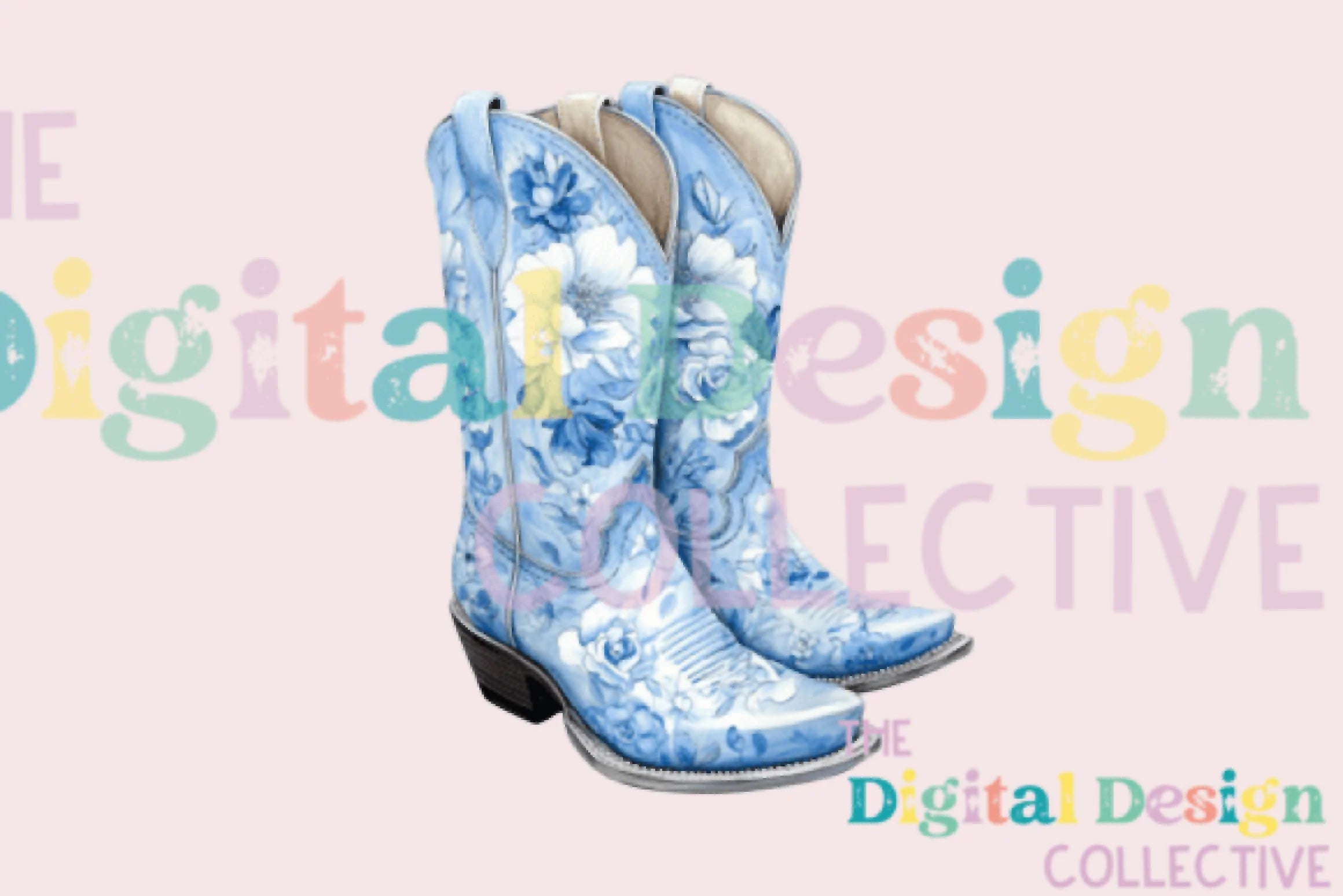 Blue Floral Cowgirl Boot Clipart Bundle - CraftNest - Digital Crafting and Art
