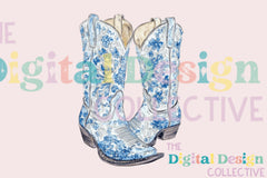 Blue Floral Cowgirl Boot Clipart Bundle - CraftNest - Digital Crafting and Art