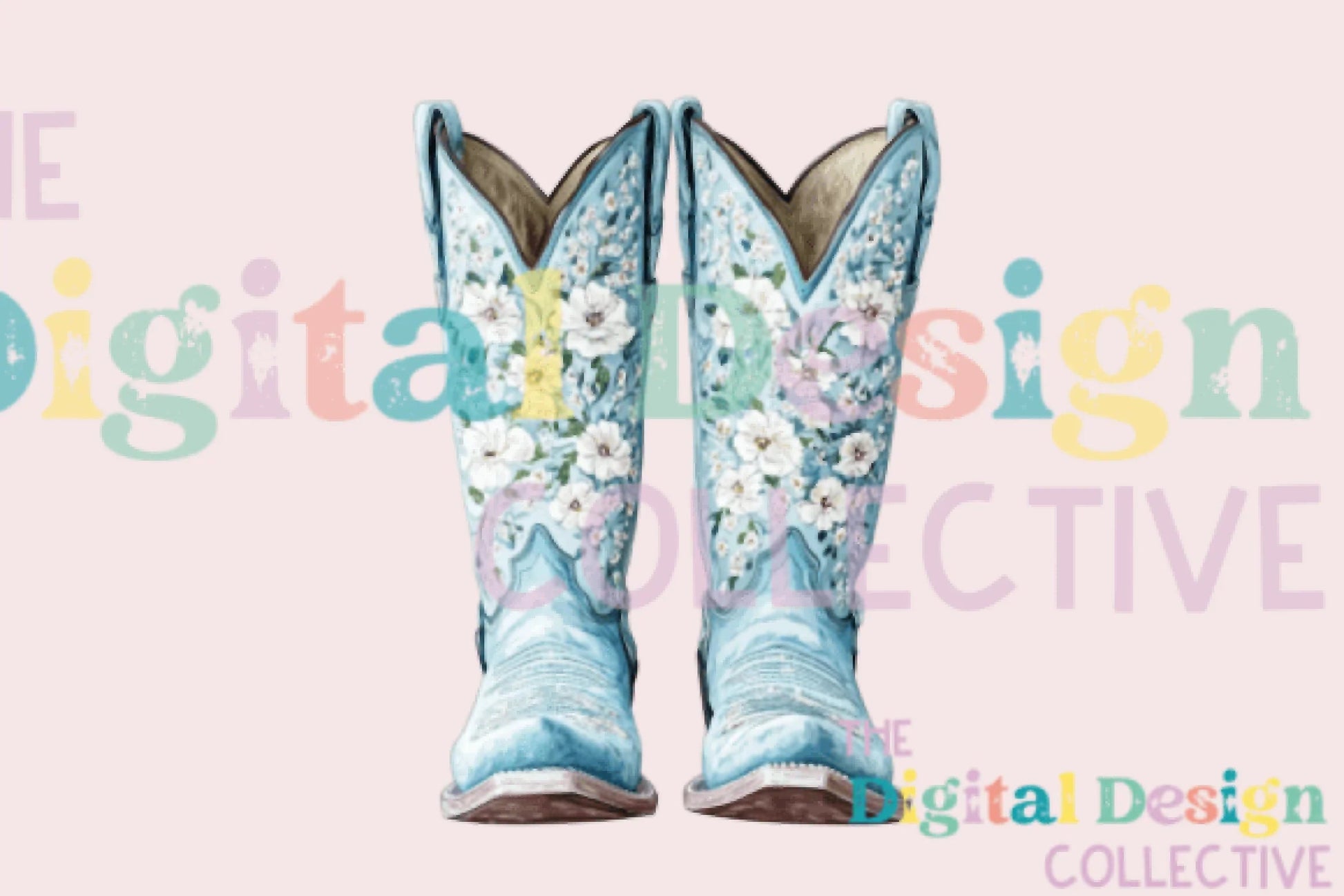 Blue Floral Cowgirl Boot Clipart Bundle - CraftNest - Digital Crafting and Art