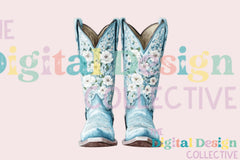 Blue Floral Cowgirl Boot Clipart Bundle - CraftNest - Digital Crafting and Art