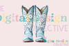 Blue Floral Cowgirl Boot Clipart Bundle