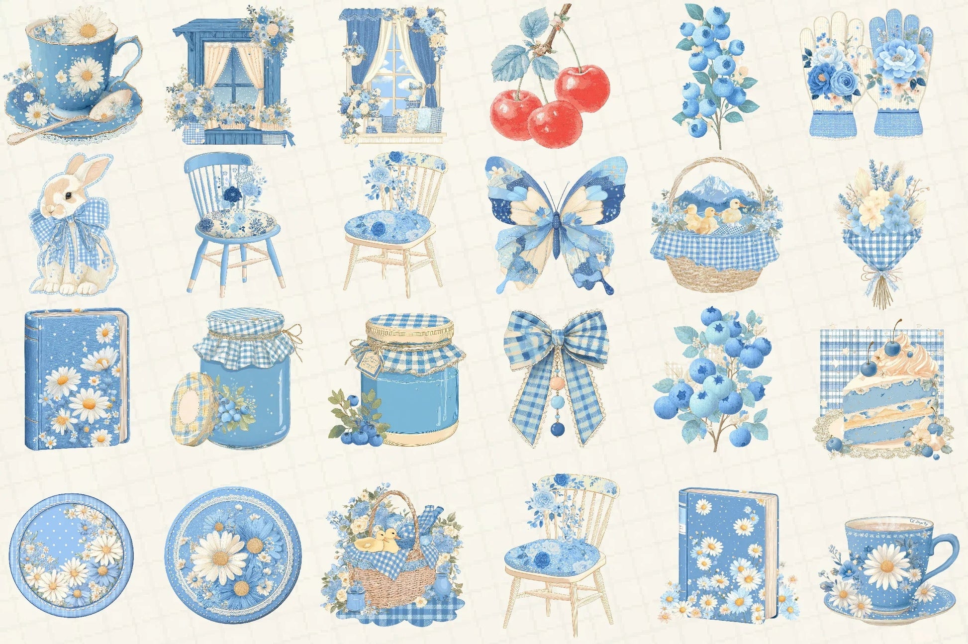 Blue Cottage Charm Clipart Bundle - CraftNest - Digital Crafting and Art