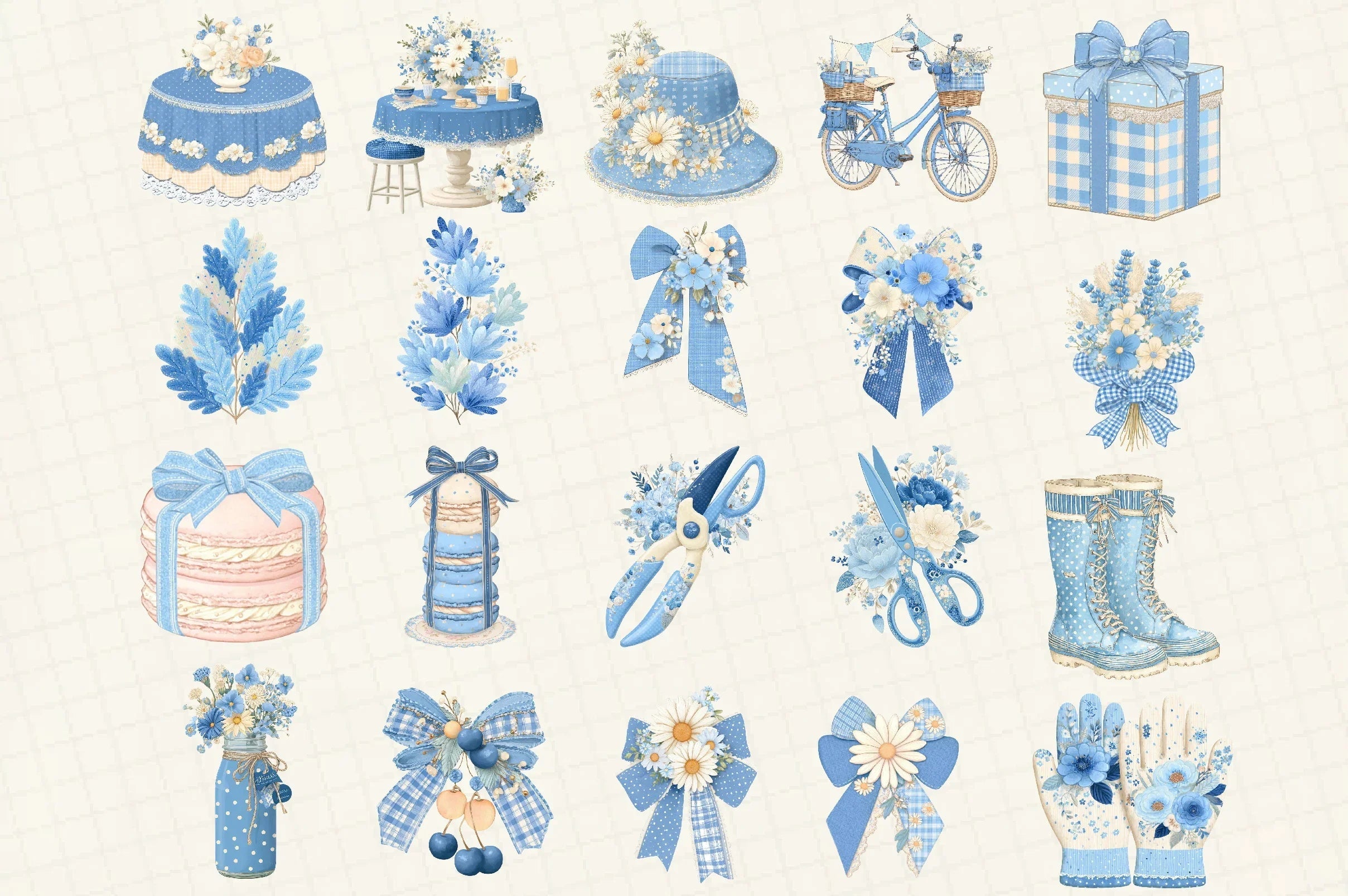Blue Cottage Charm Clipart Bundle - CraftNest - Digital Crafting and Art