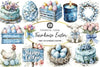 Blue Country Farmhouse Easter Clipart Bundle