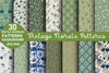 Blue & Green Vintage Floral Patterns Clipart Bundle