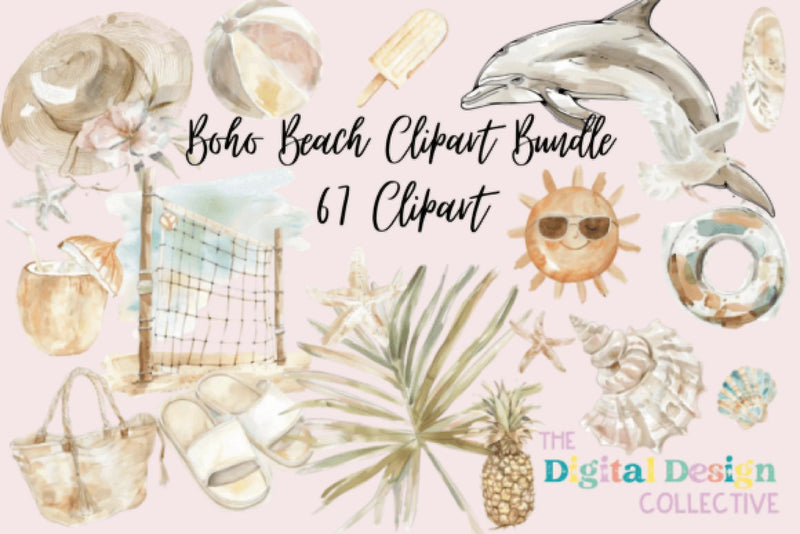 Boho Beach Clipart Bundle - CraftNest - Digital Crafting and Art