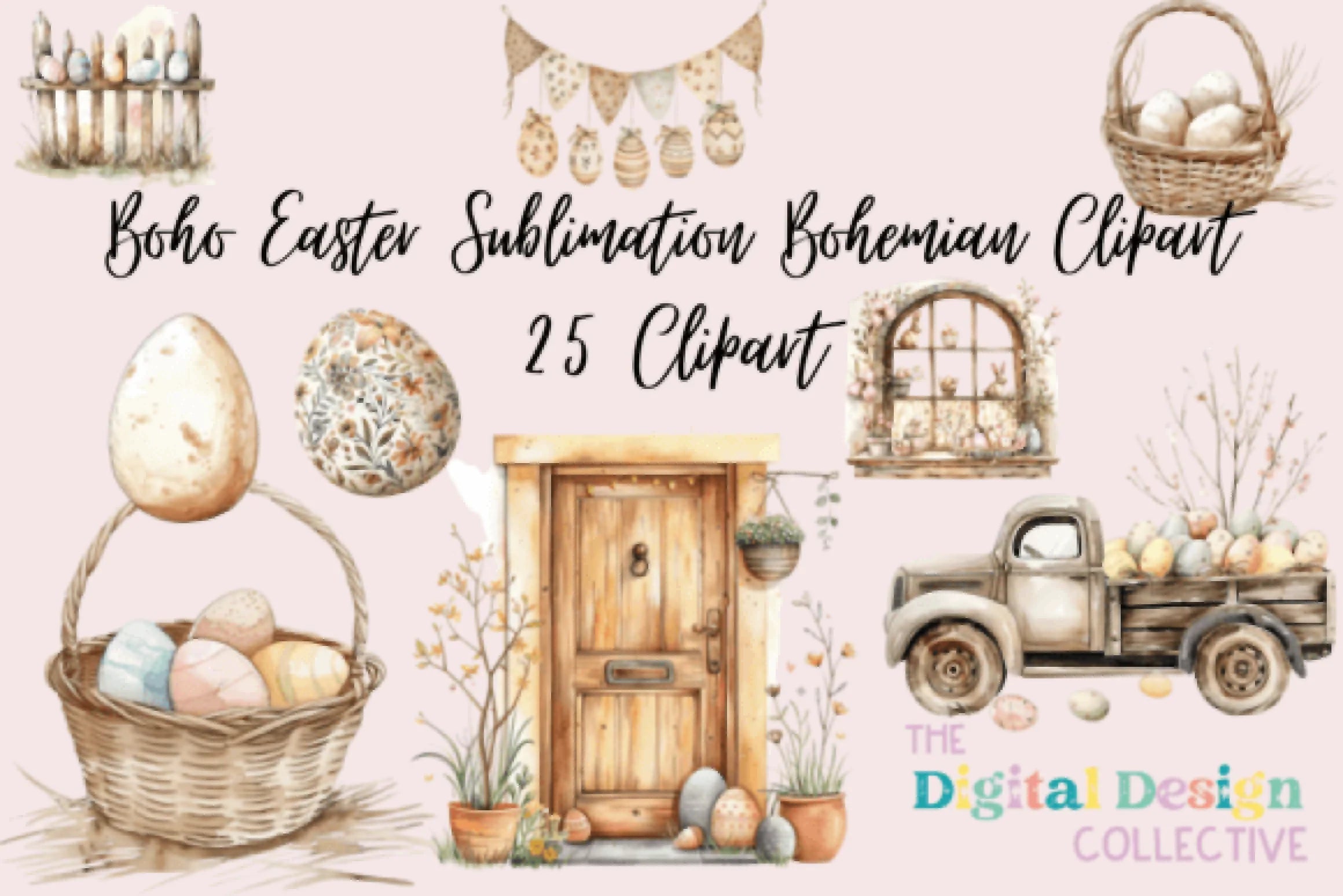 Easter Bohemian Clipart Bundle - CraftNest - Digital Crafting and Art