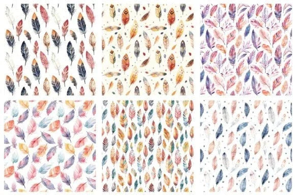 Boho Feathers Seamless Digital Papers - CraftNest - Digital Crafting and Art