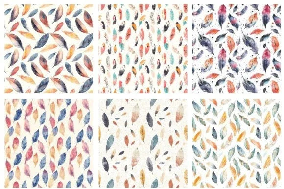 Boho Feathers Seamless Digital Papers - CraftNest - Digital Crafting and Art