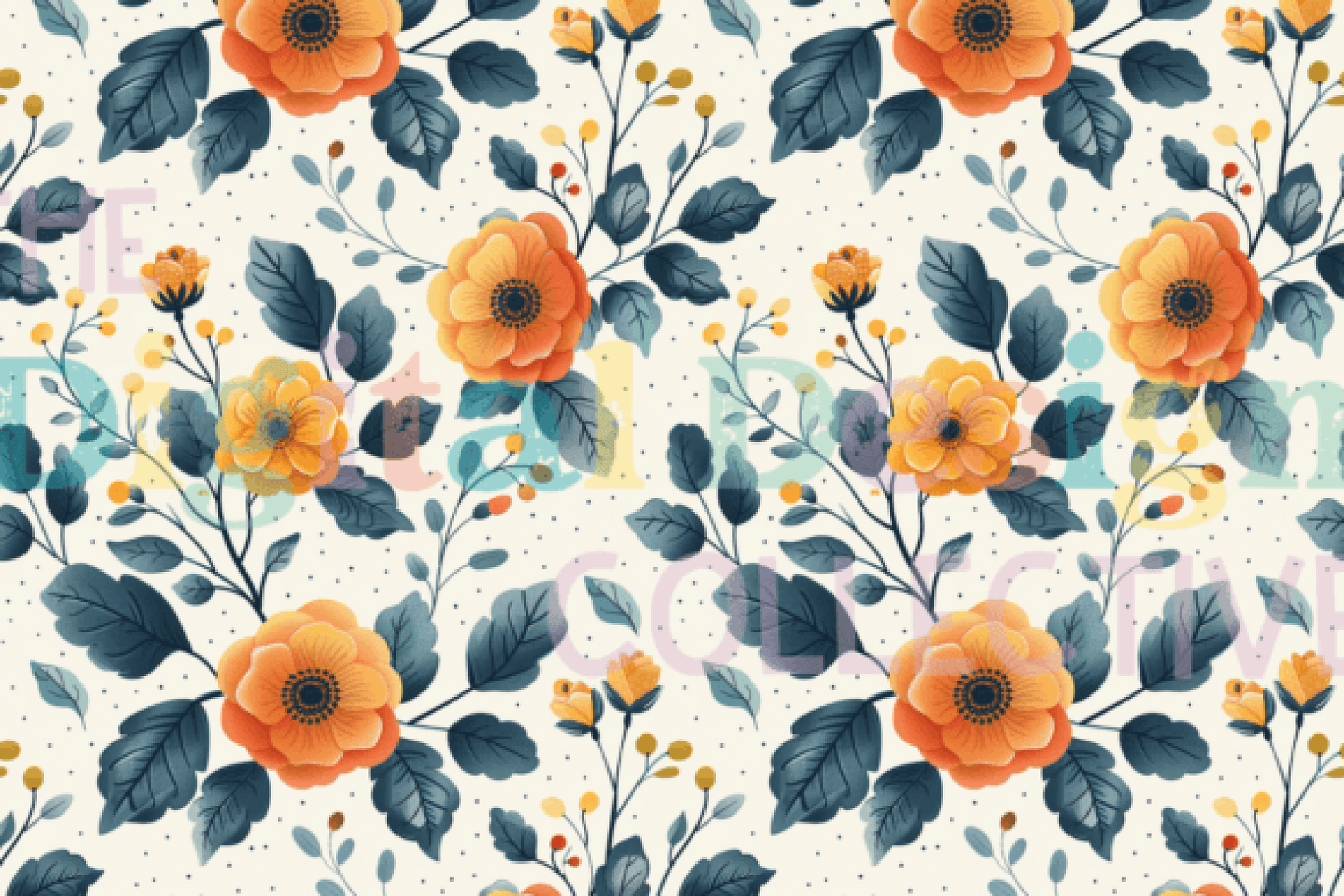 Boho Floral Poppy Seamless Digital Paper Design - CraftNest - Digital Crafting and Art