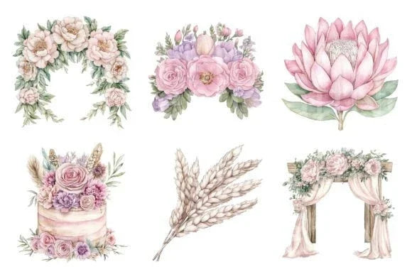 Boho Floral Wedding Clipart Bundle - CraftNest - Digital Crafting and Art