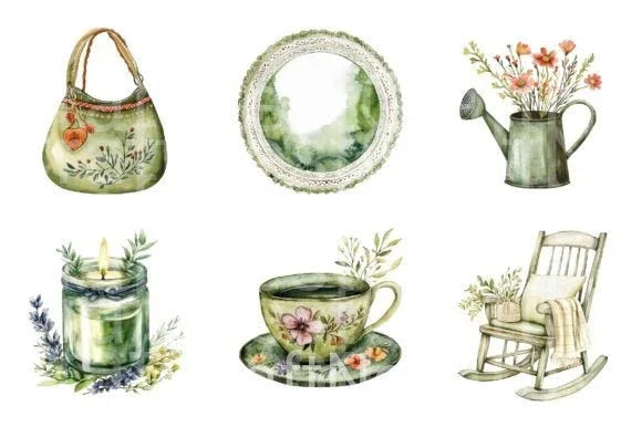 Boho Olive Green Mother's Day Clipart Bundle - CraftNest - Digital Crafting and Art