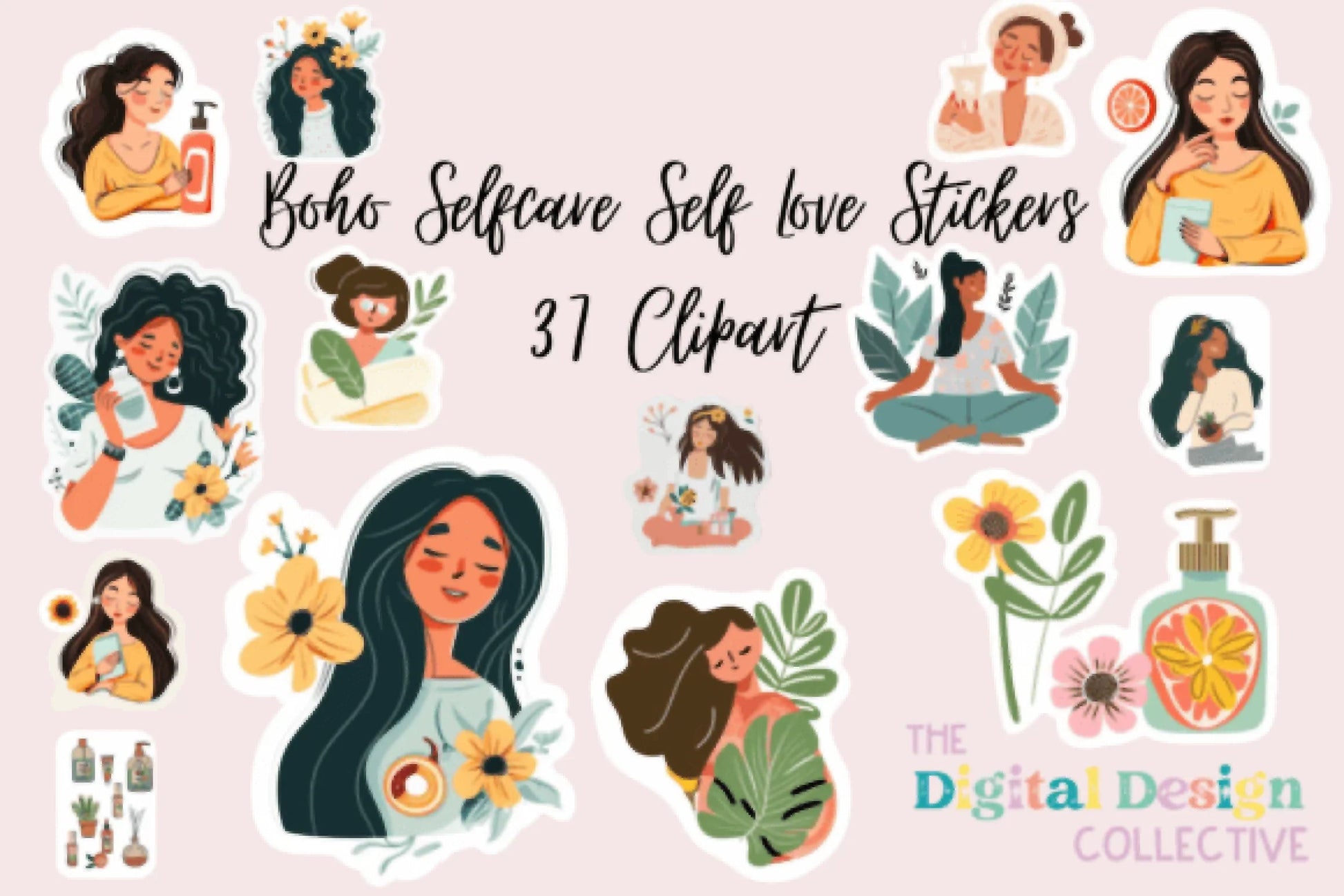 Boho Self-Care & Self-Love Stickers Bundle - CraftNest - Digital Crafting and Art
