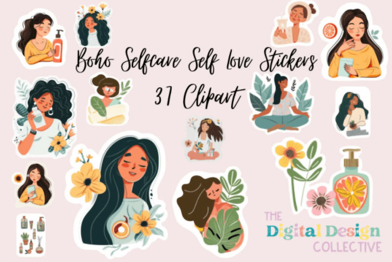 Boho Self-Care & Self-Love Stickers Bundle - CraftNest - Digital Crafting and Art