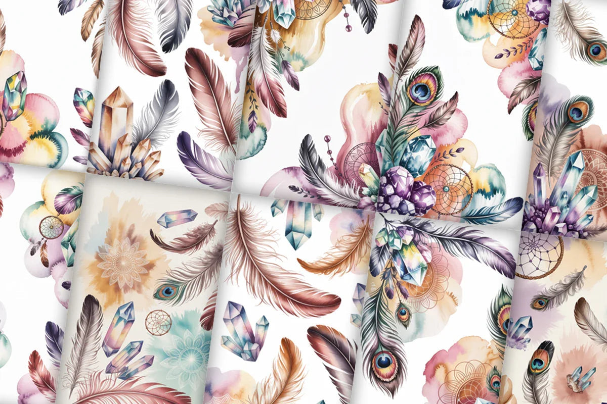 Boho Crystals Junk Journal Papers - CraftNest - Digital Crafting and Art