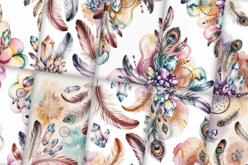 Boho Crystals Junk Journal Papers - CraftNest - Digital Crafting and Art