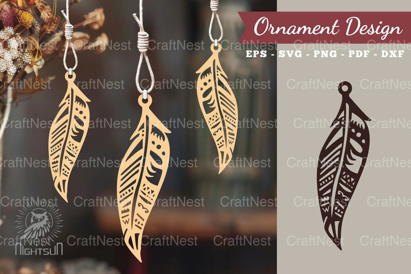 Boho Feather Laser Cut Ornament Clipart Bundle - CraftNest - Digital Crafting and Art