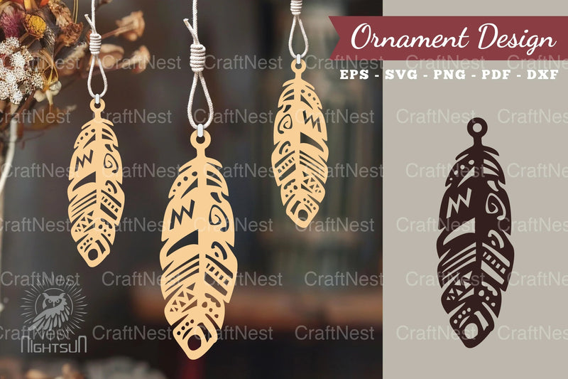Boho Feather Laser Cut Ornament Clipart Bundle - CraftNest - Digital Crafting and Art