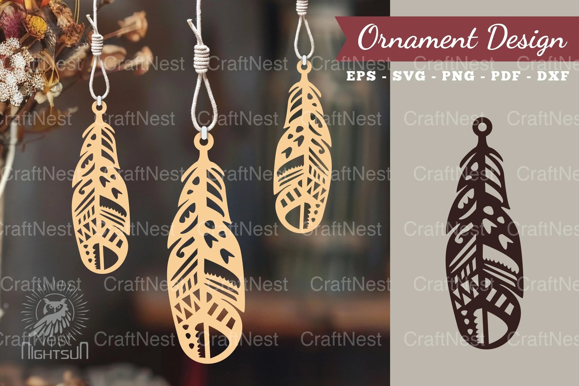 Boho Feather Laser Cut Ornament Clipart Bundle - CraftNest - Digital Crafting and Art