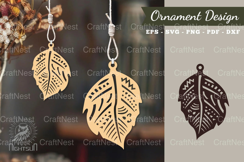 Boho Leaves Laser Cut Ornament Clipart Bundle - CraftNest - Digital Crafting and Art