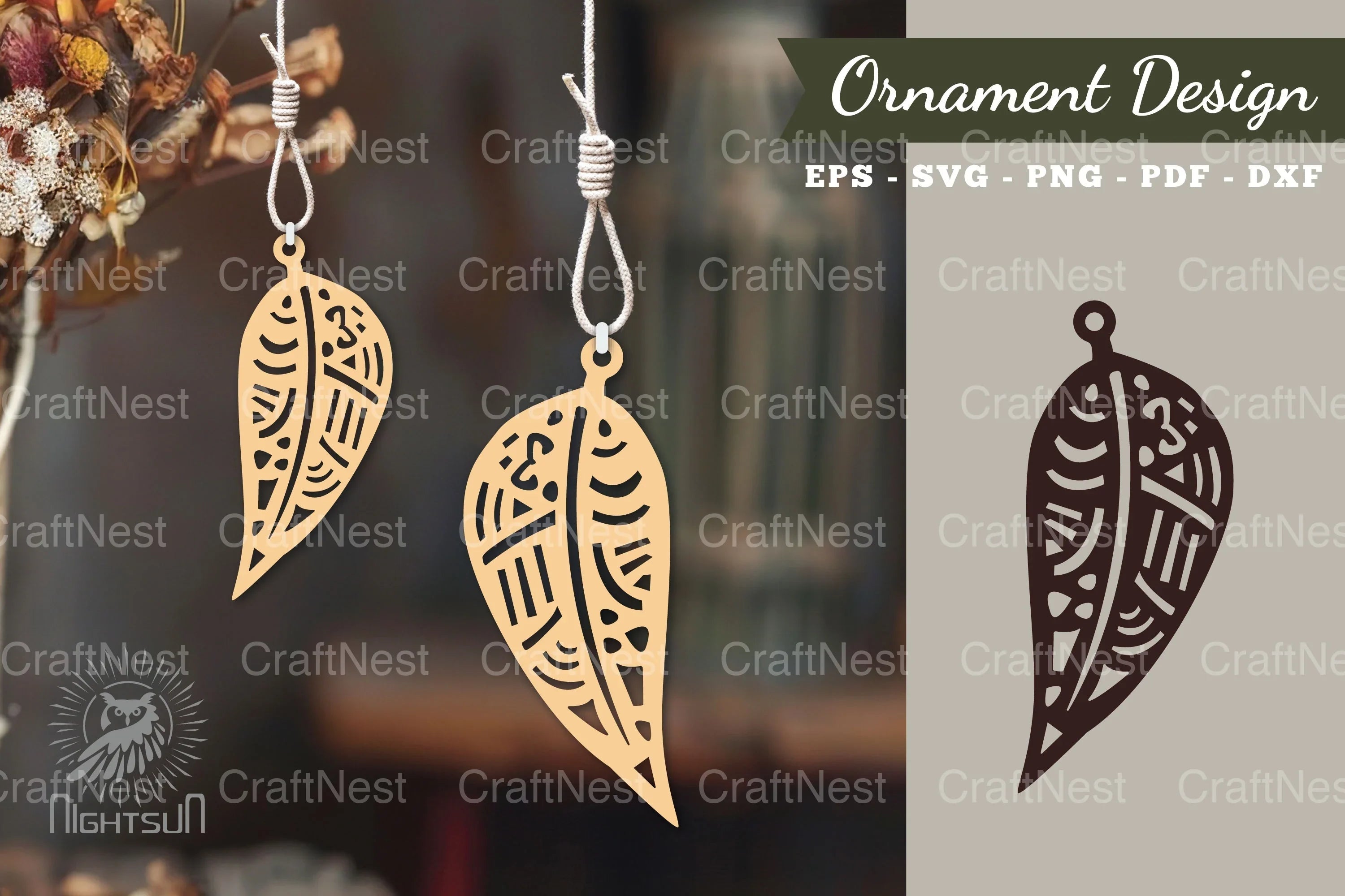 Boho Leaves Laser Cut Ornament Clipart Bundle - CraftNest - Digital Crafting and Art