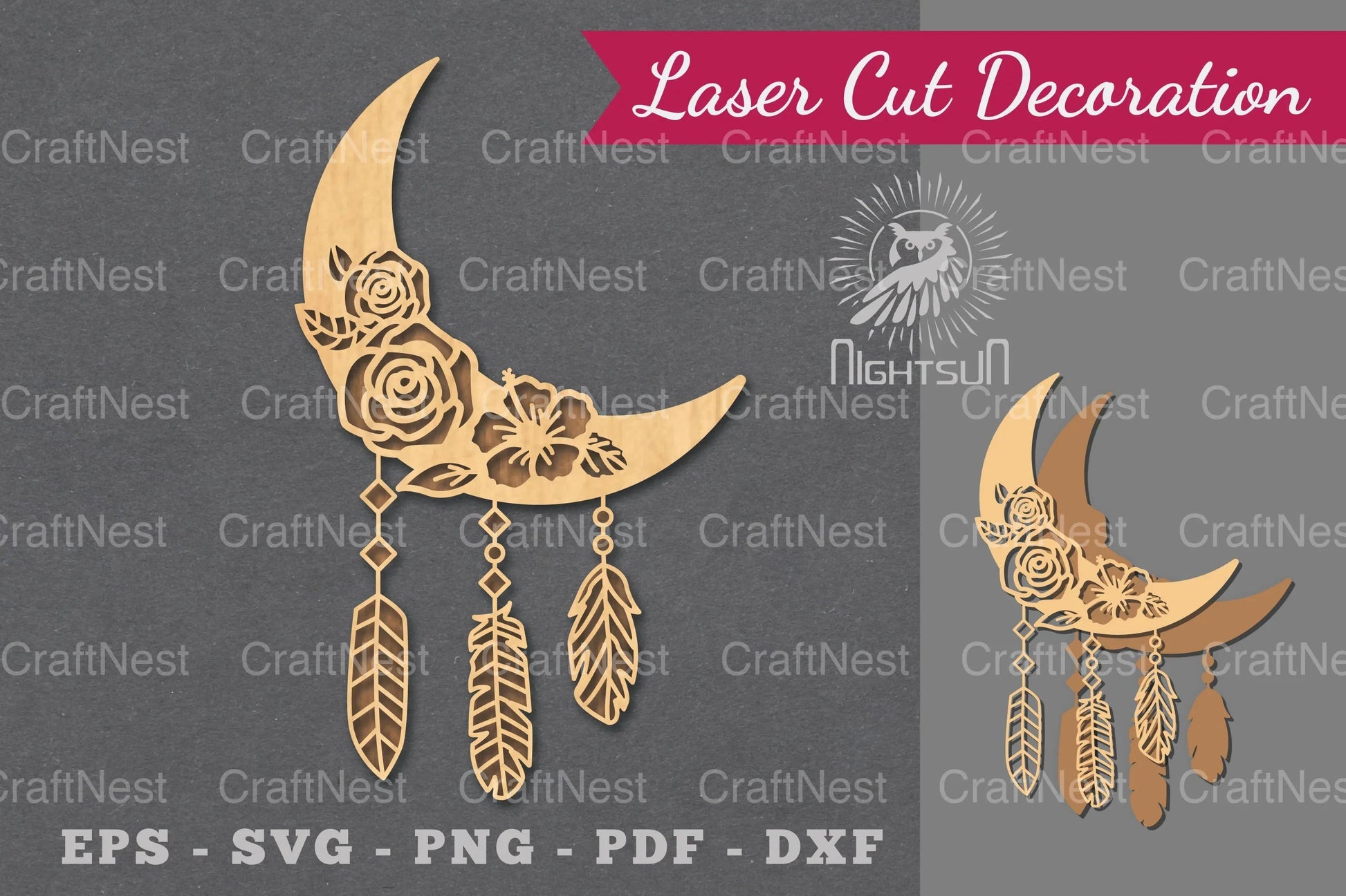 Boho Moon Laser Cut Decoration Clipart Bundle - CraftNest - Digital Crafting and Art