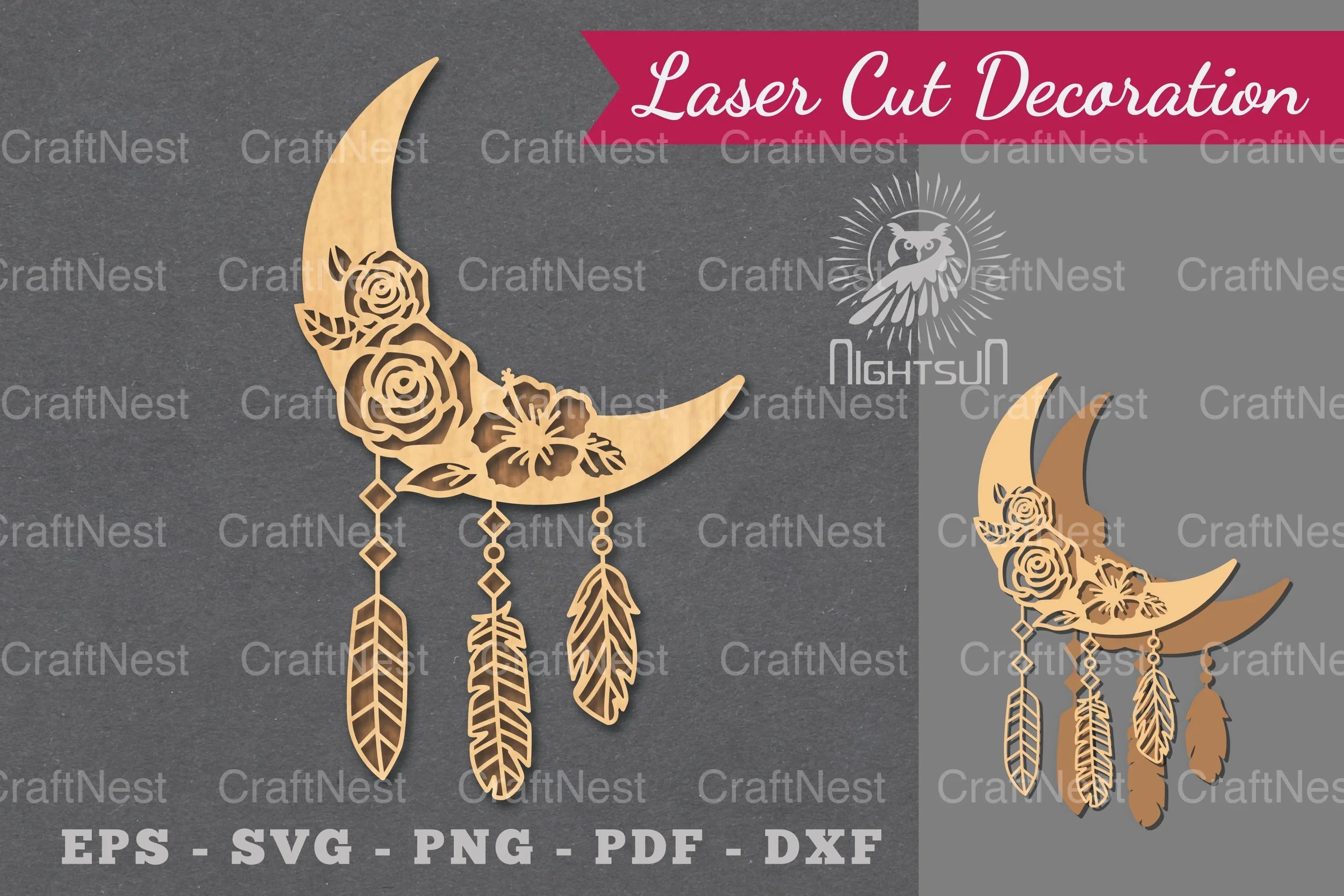 Boho Moon Laser Cut Decoration Clipart Bundle - CraftNest - Digital Crafting and Art