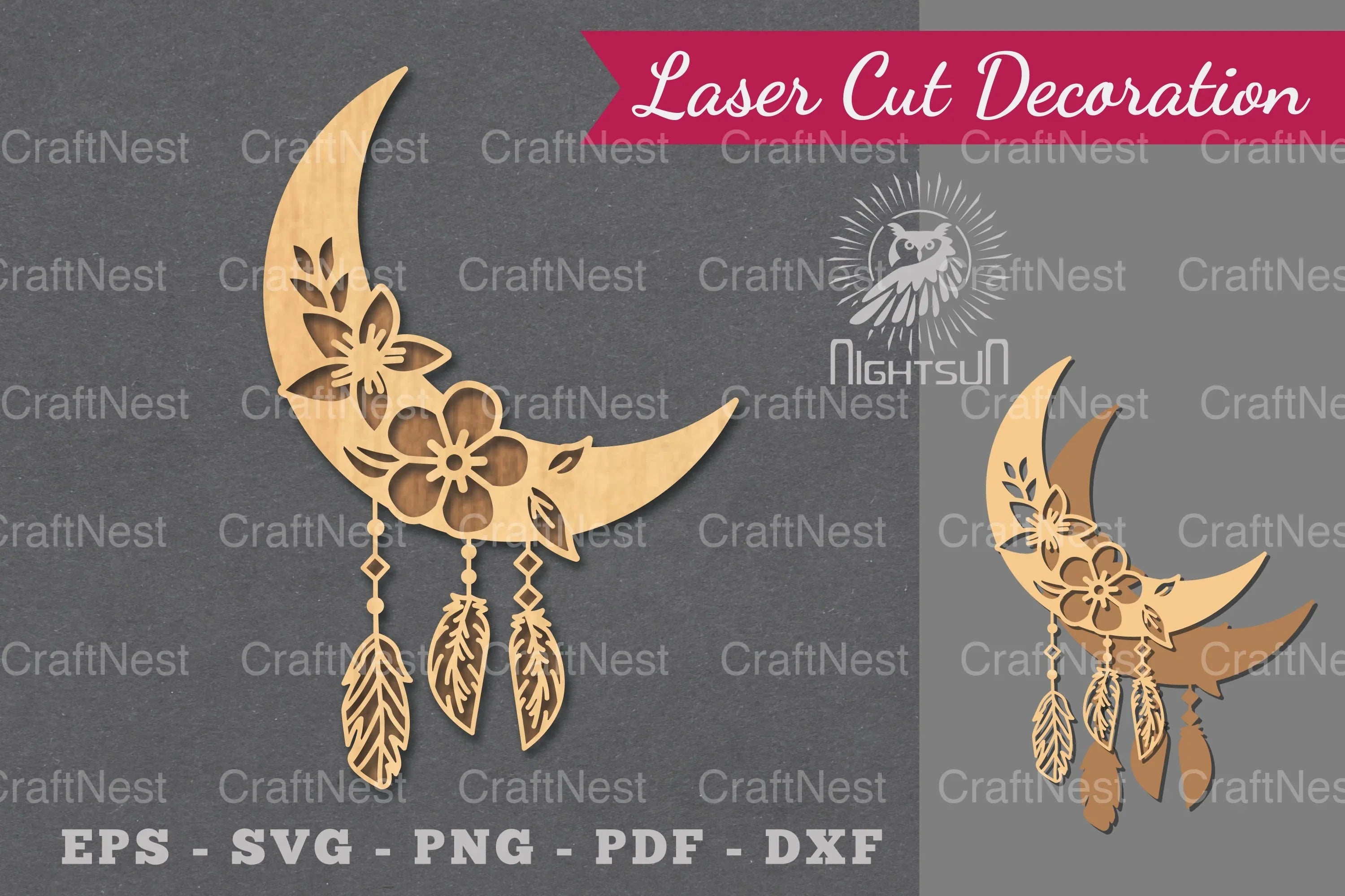 Boho Moon Laser Cut Decoration Clipart Bundle - CraftNest - Digital Crafting and Art