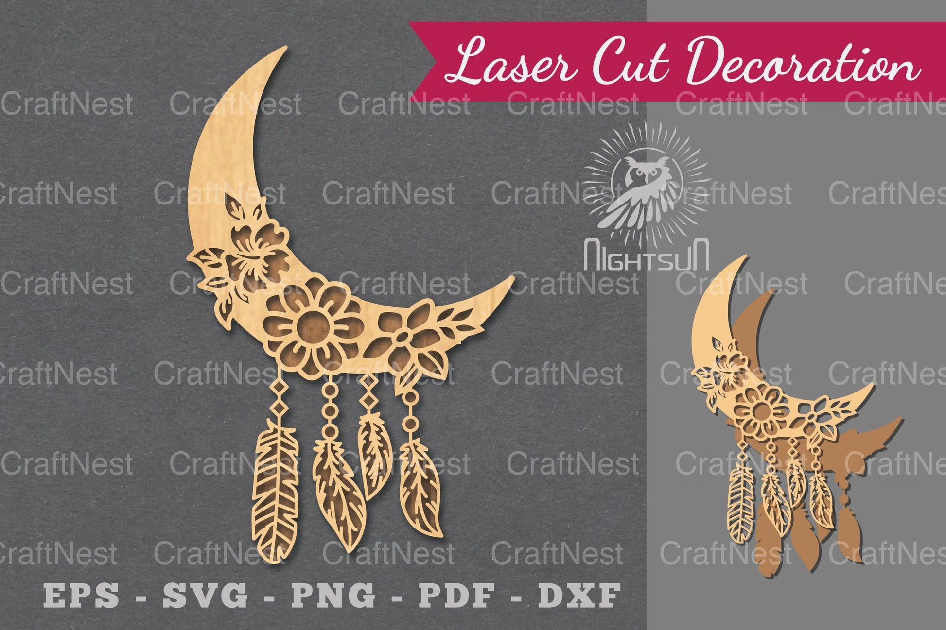 Boho Moon Laser Cut Decoration Clipart Bundle - CraftNest - Digital Crafting and Art