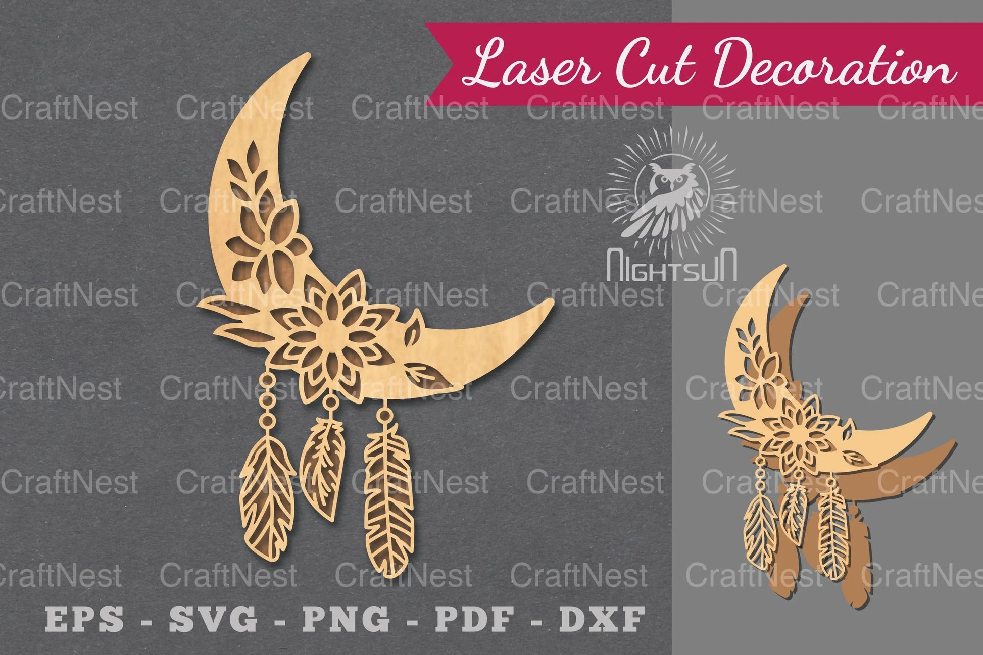Boho Moon Laser Cut Decoration Clipart Bundle - CraftNest - Digital Crafting and Art