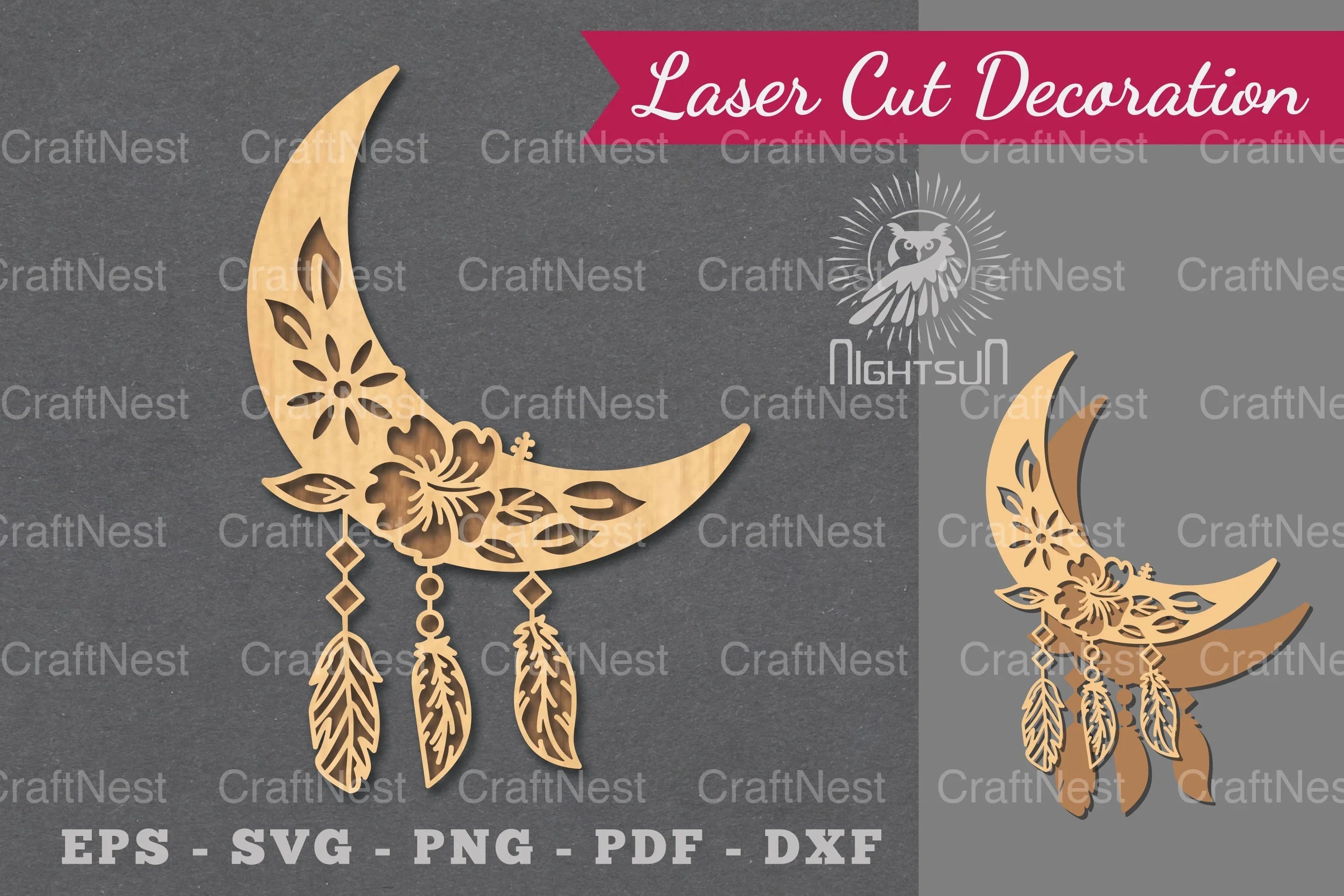 Boho Moon Laser Cut Decoration Clipart Bundle - CraftNest - Digital Crafting and Art