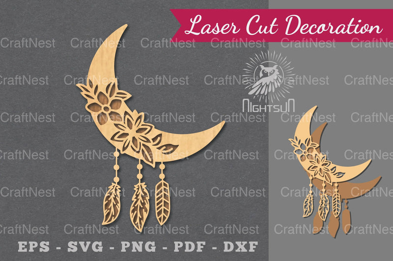 Boho Moon Laser Cut Decoration Clipart Bundle - CraftNest - Digital Crafting and Art