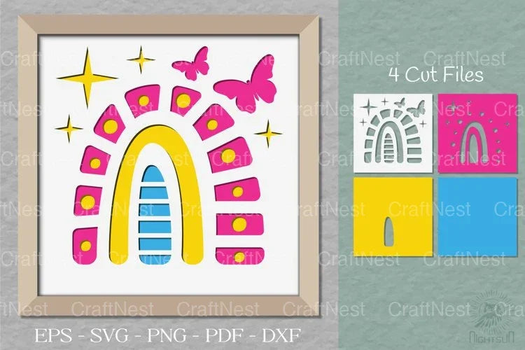Boho Rainbow 3D Layered Papercut - CraftNest - Digital Crafting and Art