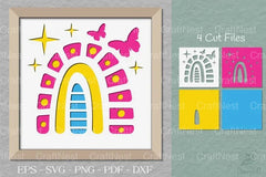 Boho Rainbow 3D Layered Papercut - CraftNest - Digital Crafting and Art