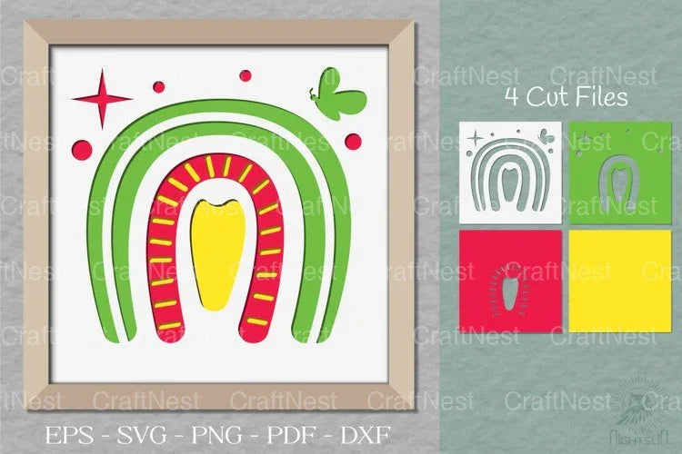 Boho Rainbow 3D Papercut - CraftNest - Digital Crafting and Art