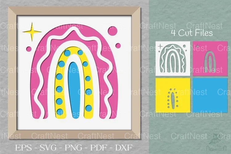 Boho Rainbow Papercut SVG Bundle - CraftNest - Digital Crafting and Art