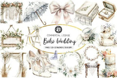 Boho Wedding Clipart Bundle 99 - CraftNest - Digital Crafting and Art