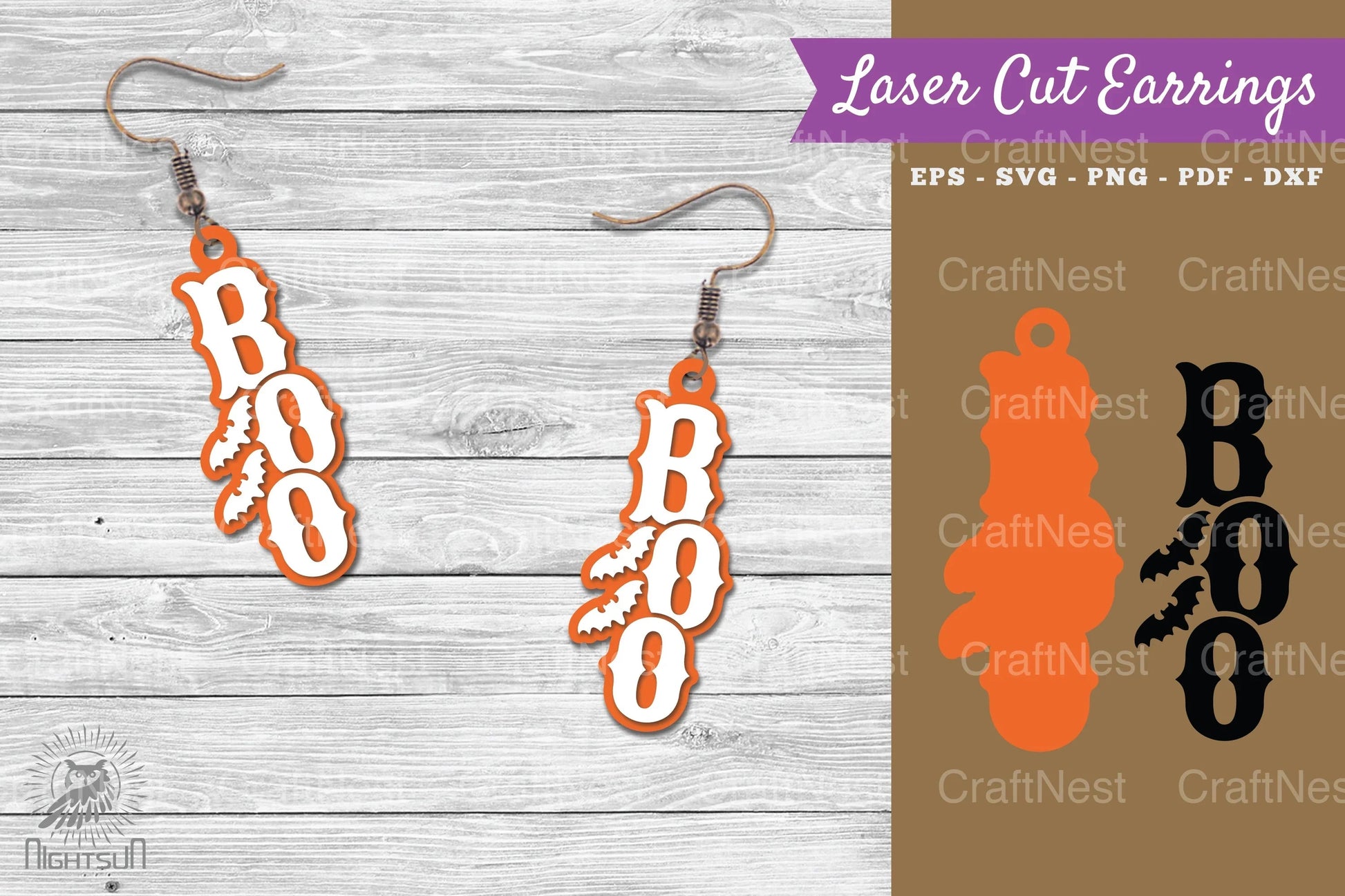 Boo Laser Cut Earrings SVG Bundle - CraftNest - Digital Crafting and Art