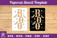 Boo Papercut Stencil Clipart Bundle - CraftNest - Digital Crafting and Art