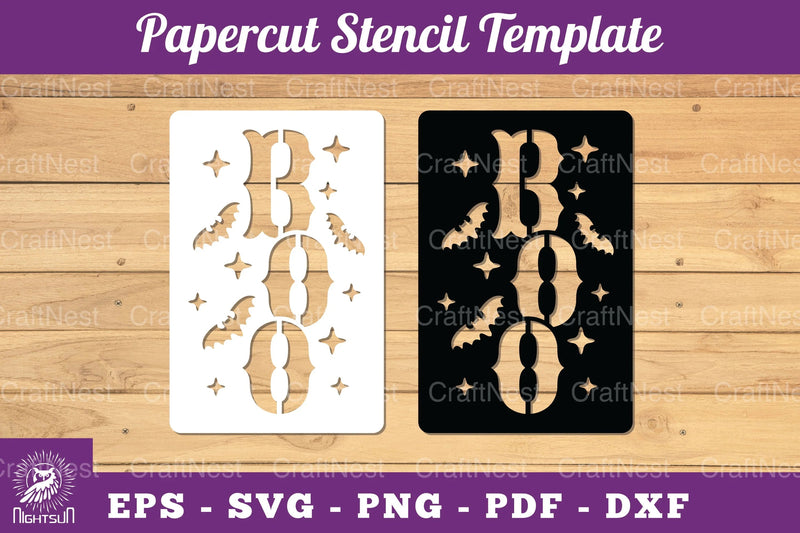 Boo Papercut Stencil Clipart Bundle - CraftNest - Digital Crafting and Art