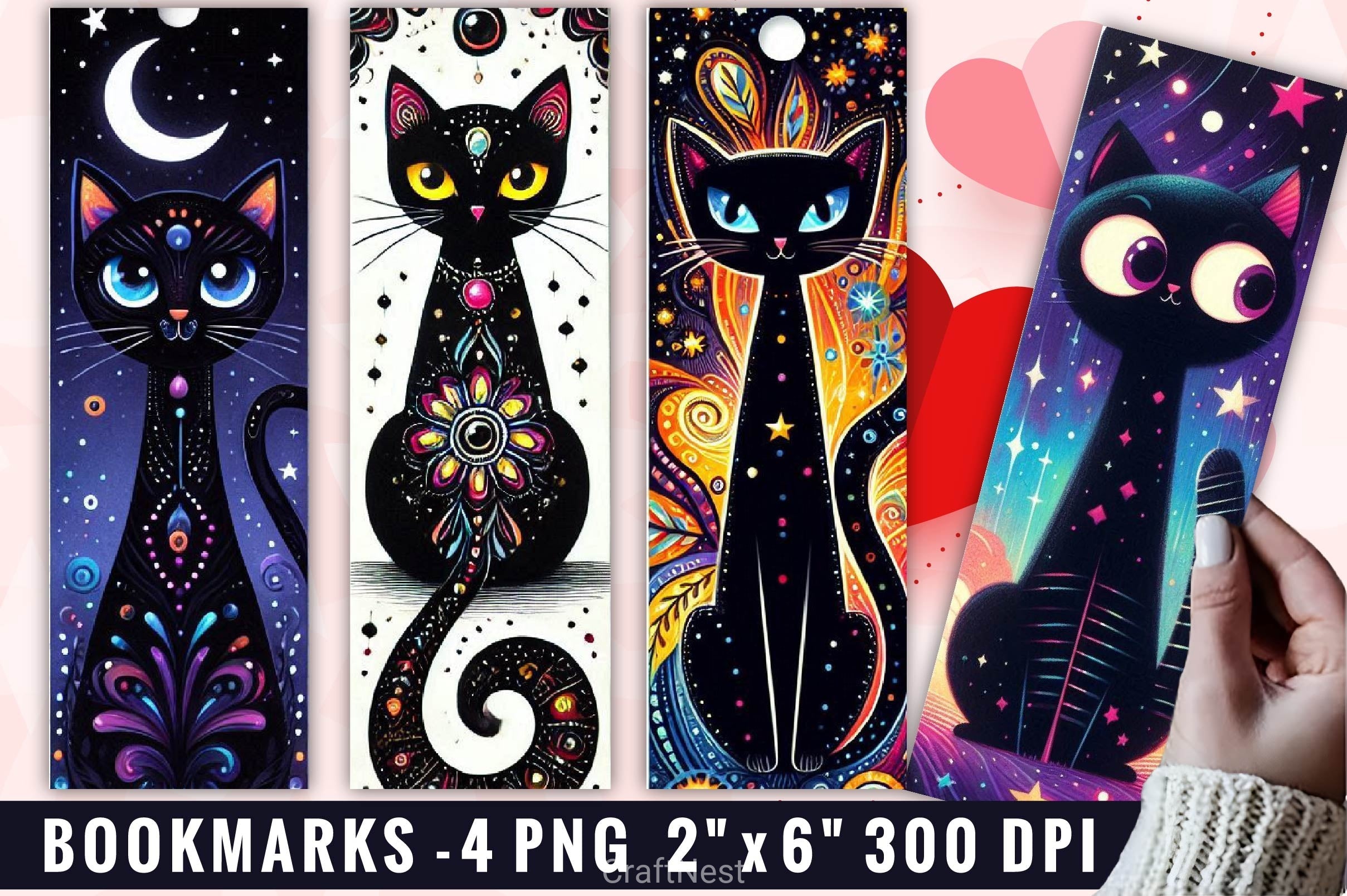 Whimsical Cats Bookmarks Bookmark Junk Journal