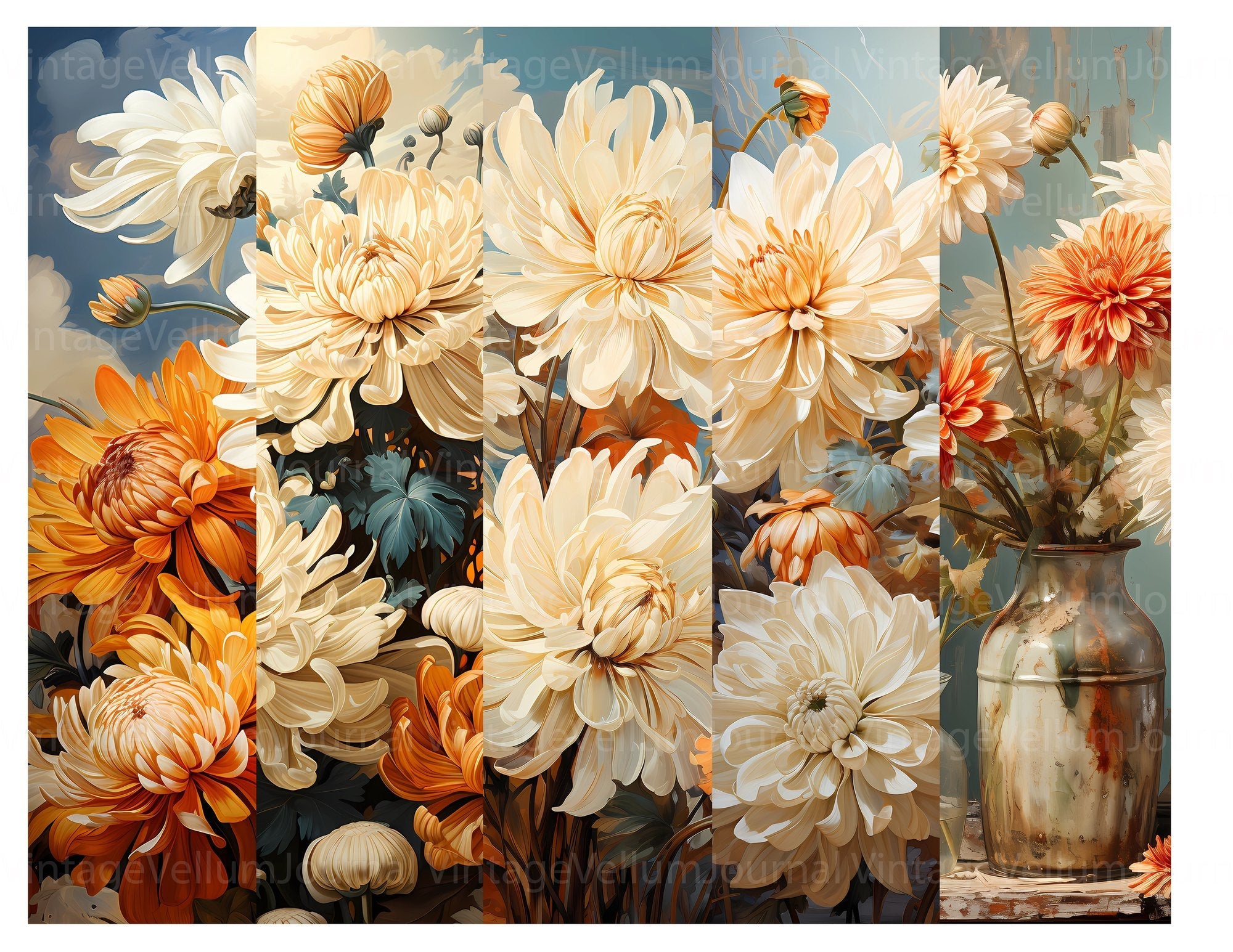 Chrysanthemum Bloom Junk Journal Pages - CraftNest