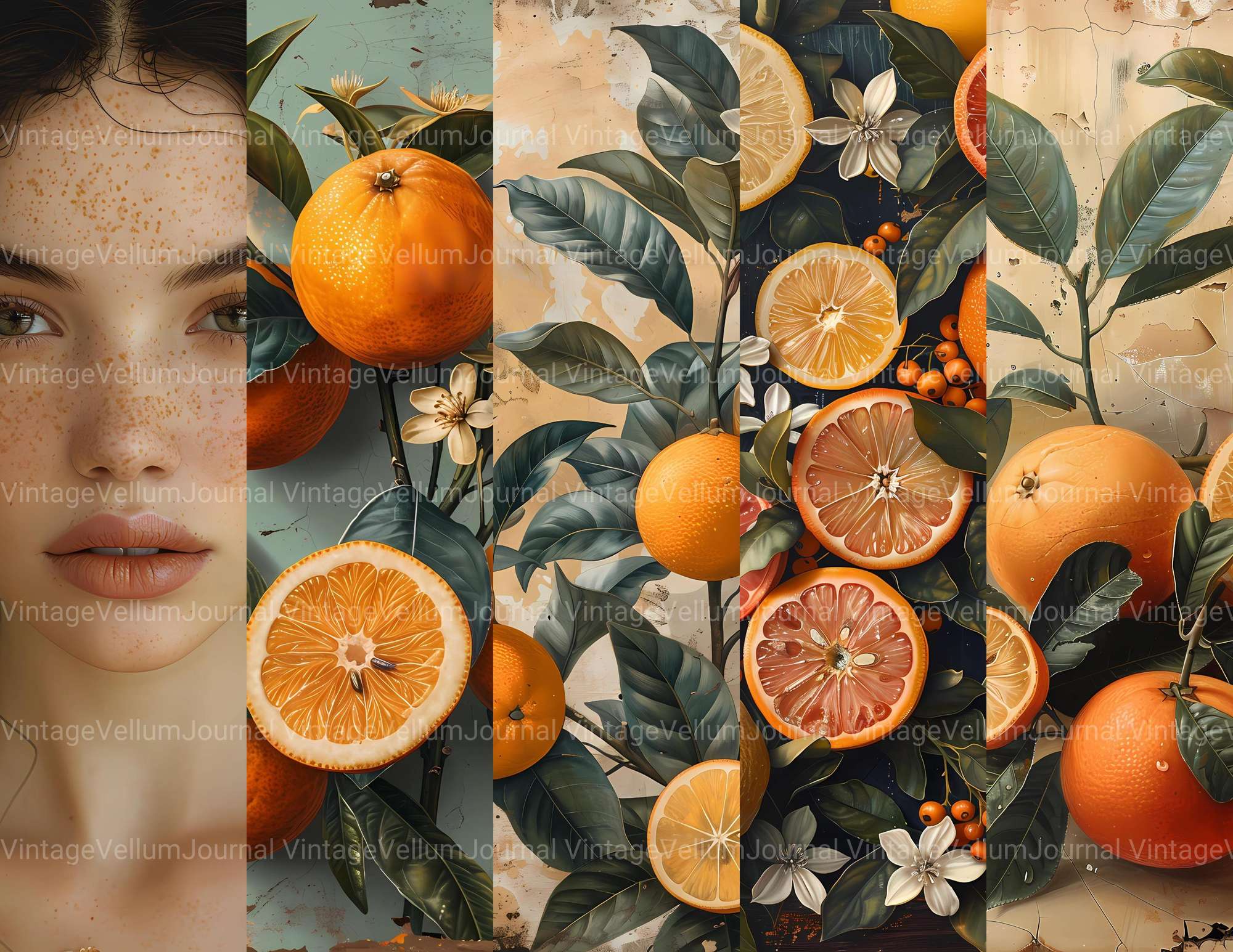 Citrus Spectrum Junk Journal Pages - CraftNest - Digital Crafting and Art