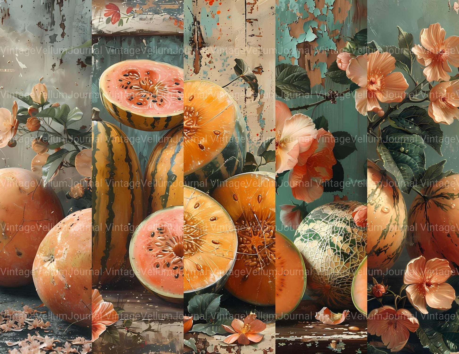 Melon Medley Junk Journal Pages - CraftNest - Digital Crafting and Art