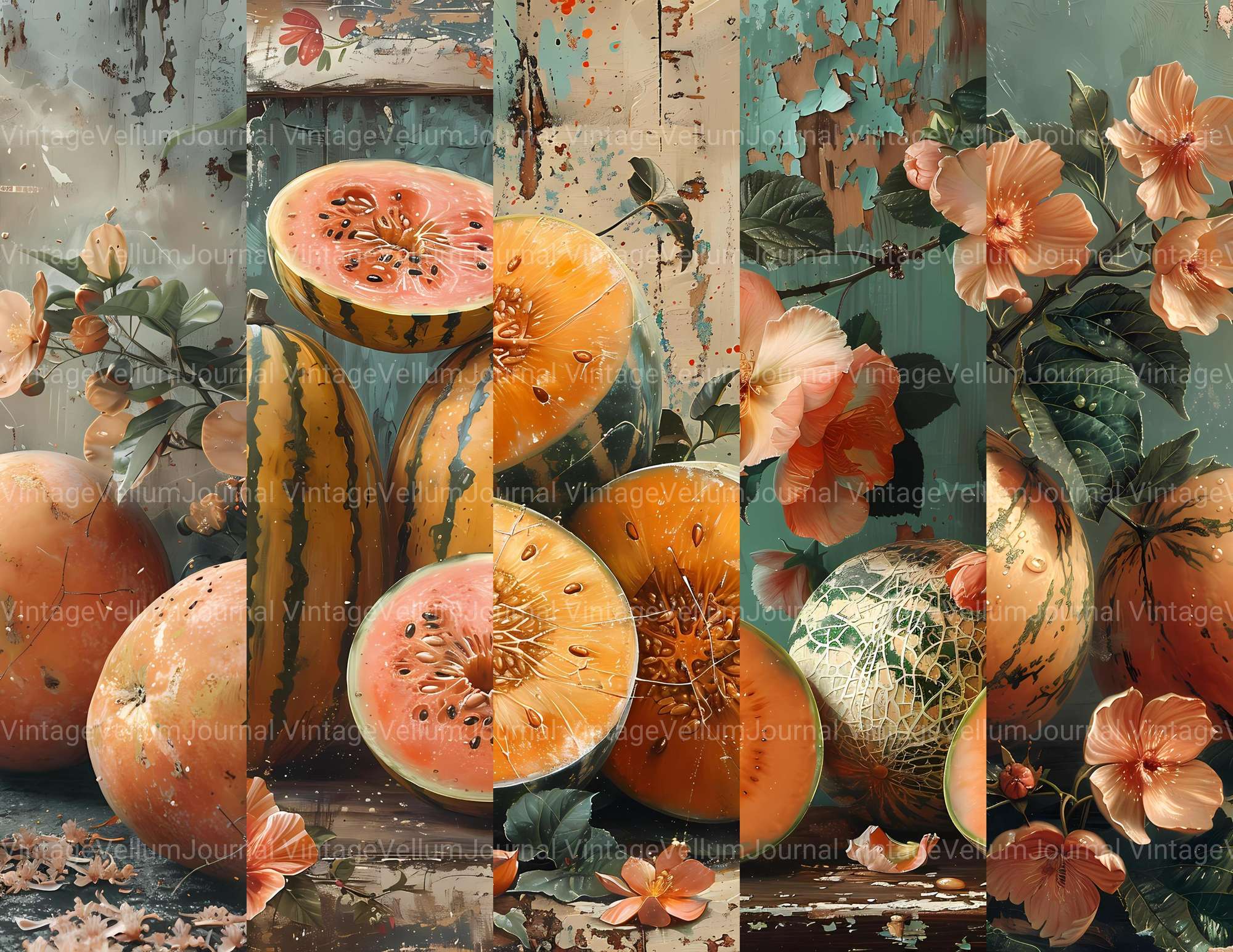 Melon Medley Junk Journal Pages - CraftNest - Digital Crafting and Art