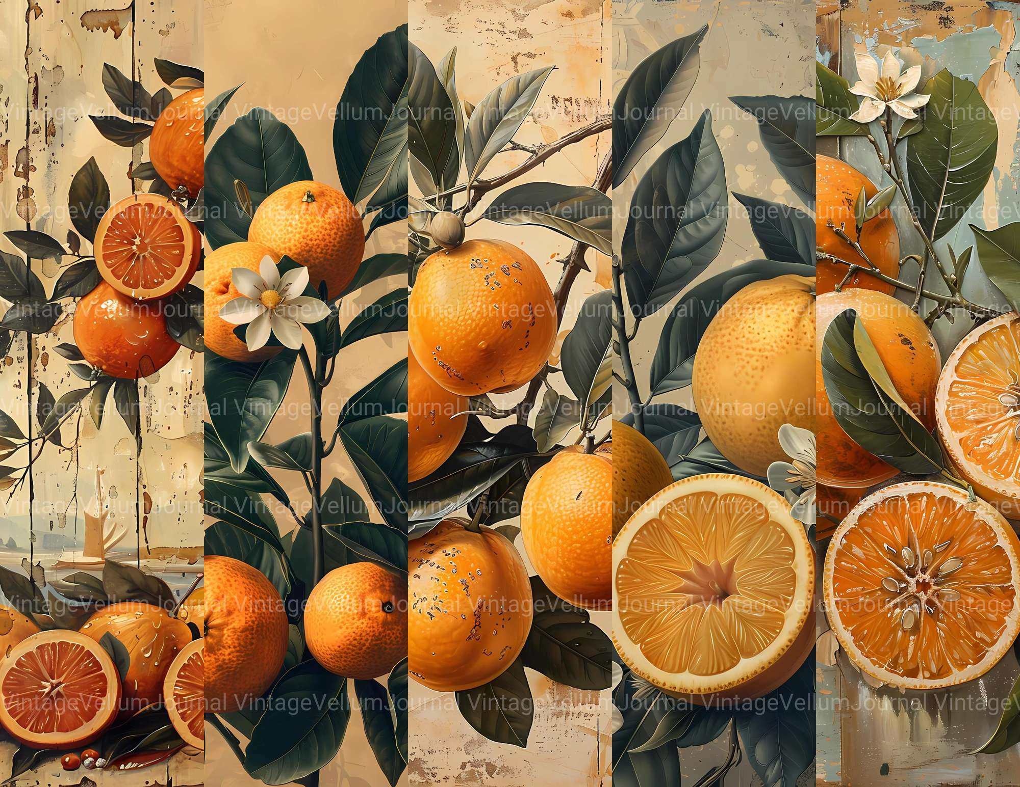 Mediterranean Citrus Junk Journal Pages - CraftNest - Digital Crafting and Art