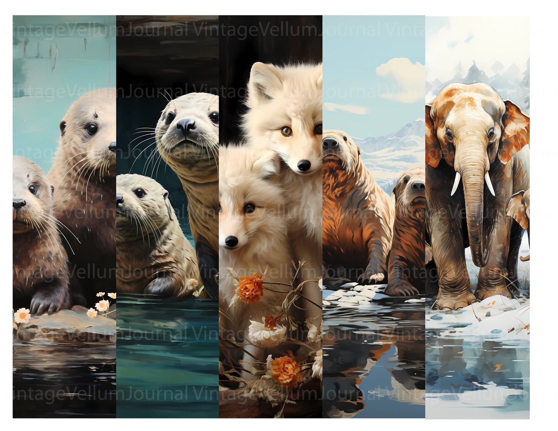 Cute Arctic Animals Junk Journal Pages - CraftNest