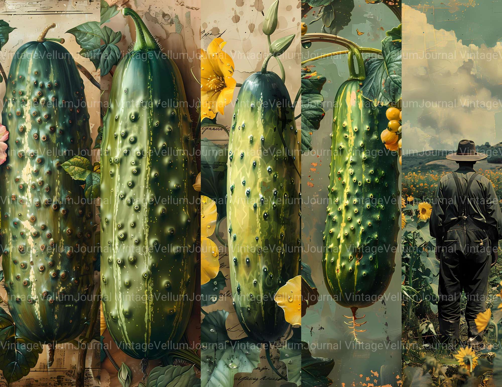 Cucumber Junk Journal Pages - CraftNest - Digital Crafting and Art