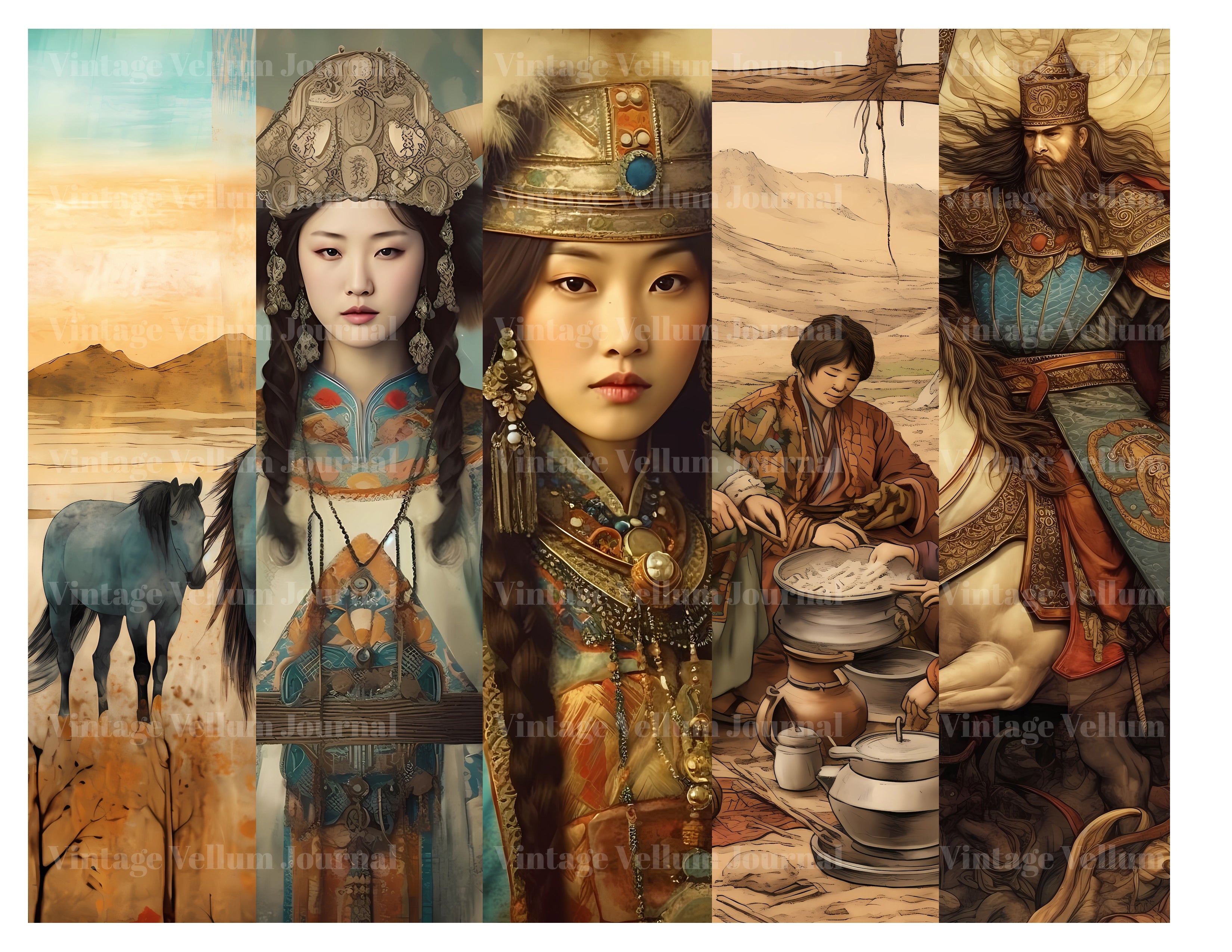 Mongolians Junk Journal Pages - CraftNest